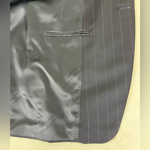 CANALI EXCLUSIVE COLLLECTION BLACK PIN-STRIPE WOOL SUIT - Picture 7 of 14